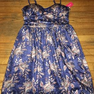 Velvet paisley blue empire dress Large